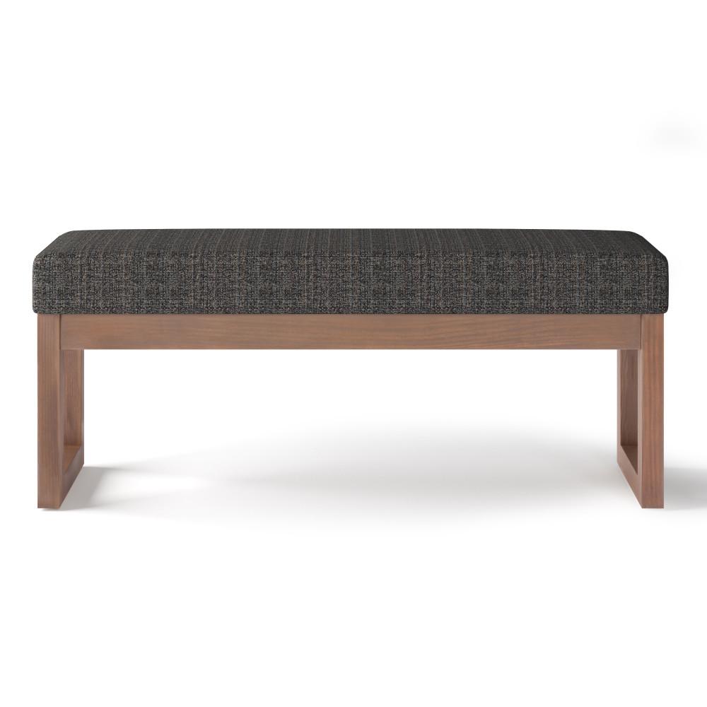 Ebony Tweed Style Fabric | Milltown 44 inch Large Ottoman Bench in Linen Style Fabric