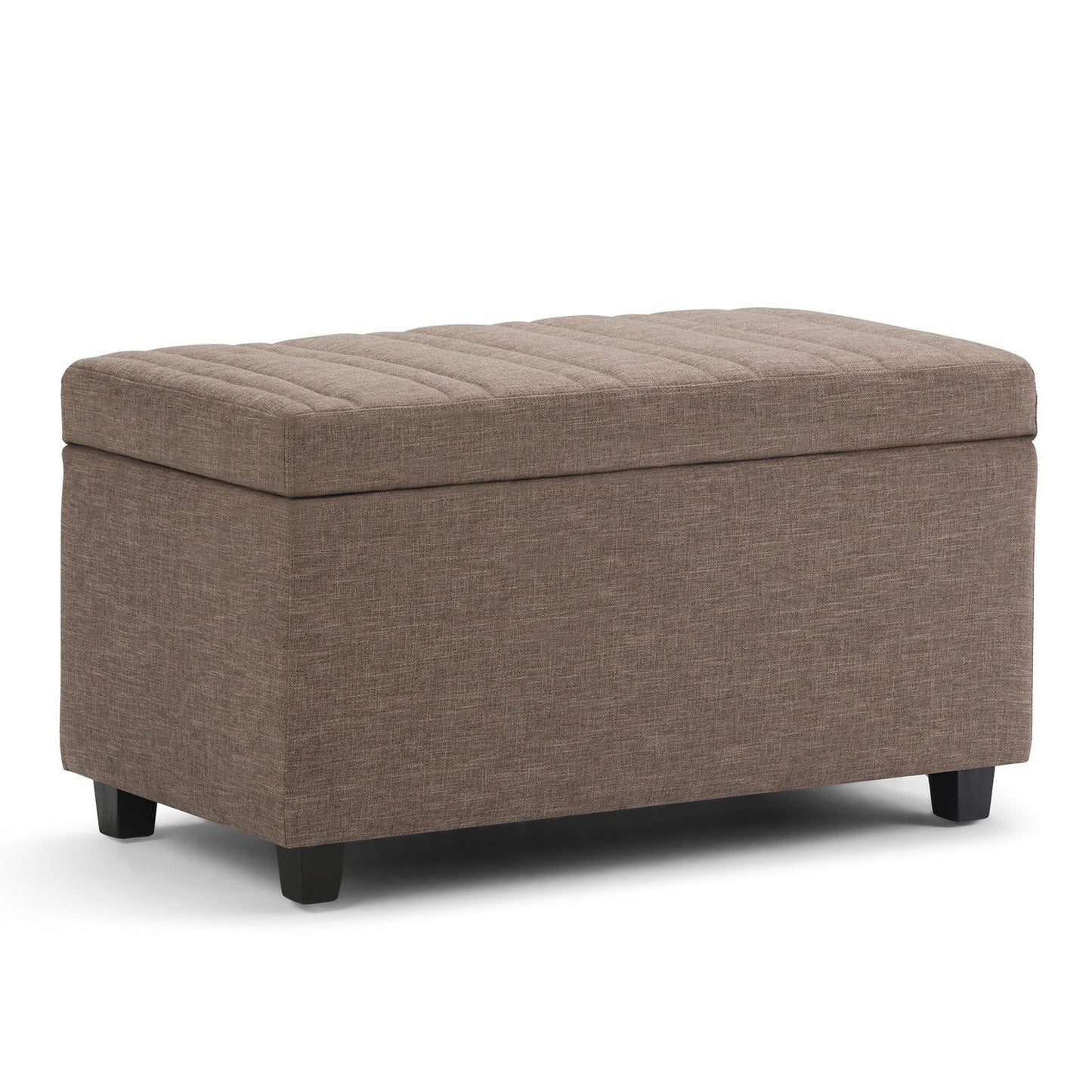 Fawn Brown Linen Style Fabric | Darcy Storage Ottoman Bench