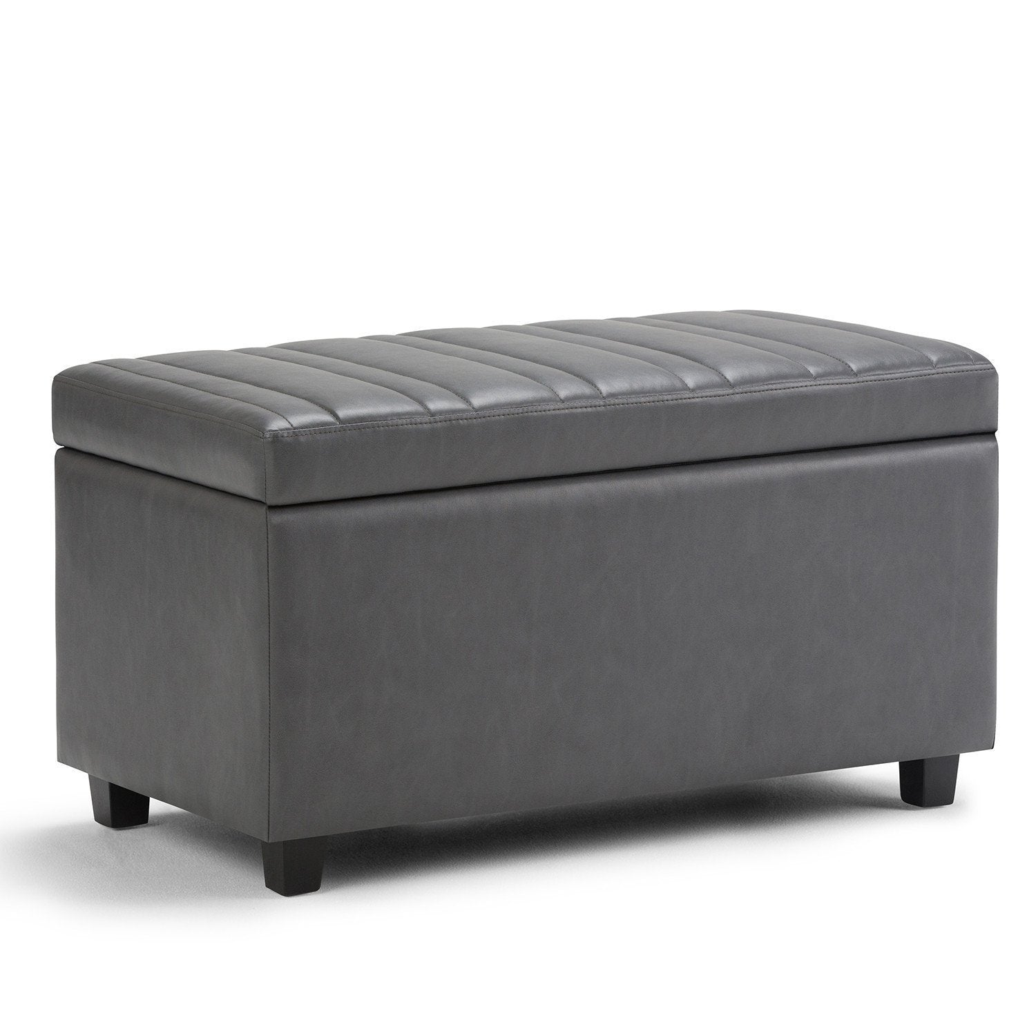 Stone Grey Vegan Leather | Darcy Storage Ottoman Bench