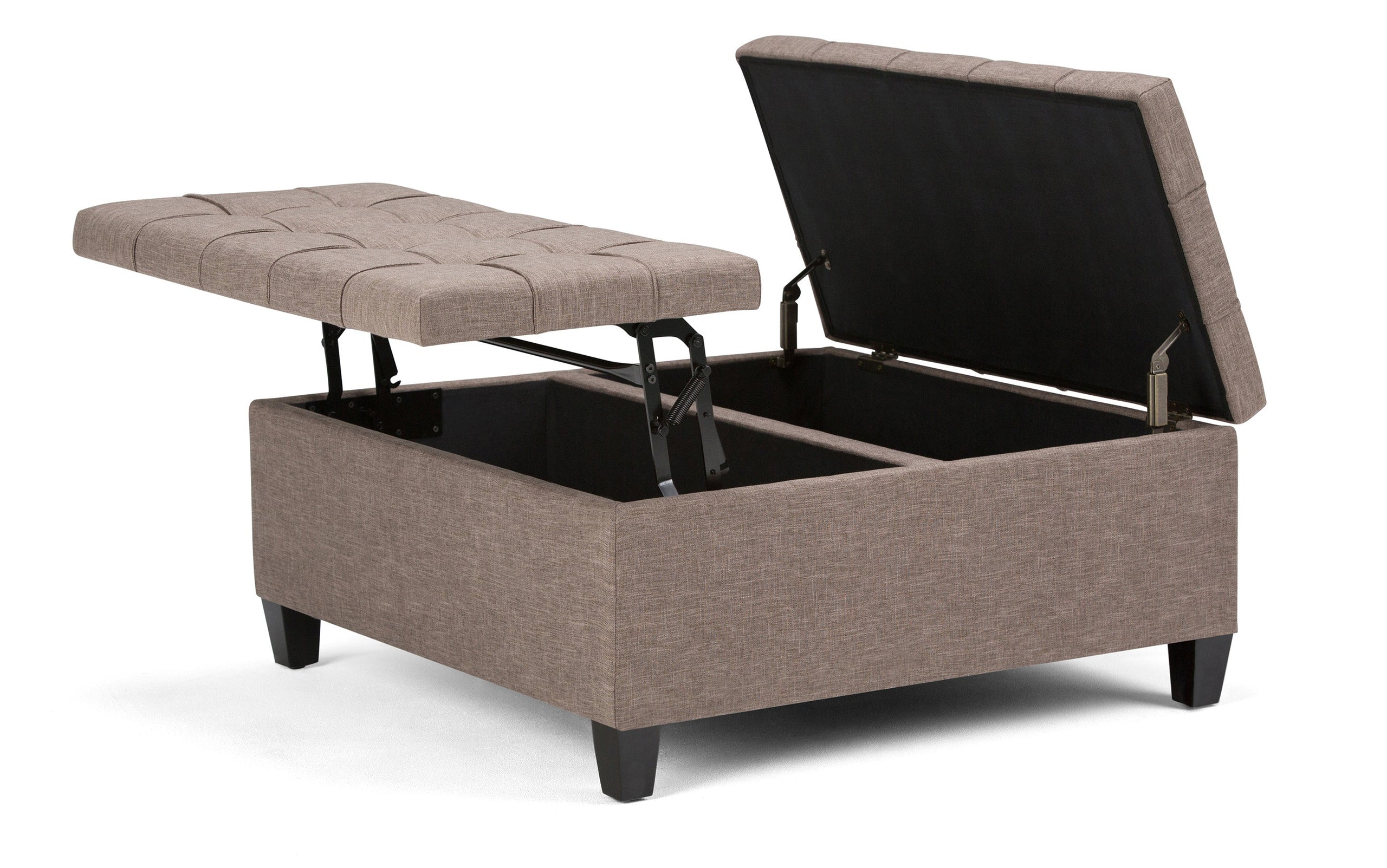 Fawn Brown Linen Style Fabric | Harrison Coffee Table Storage Ottoman