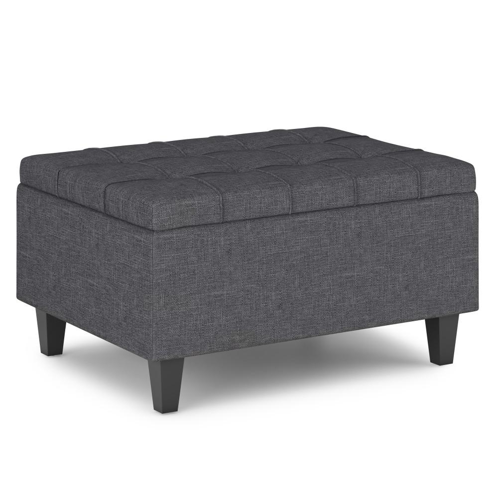 Slate Grey Linen Style Fabric | Harrison Small Coffee Table Storage Ottoman