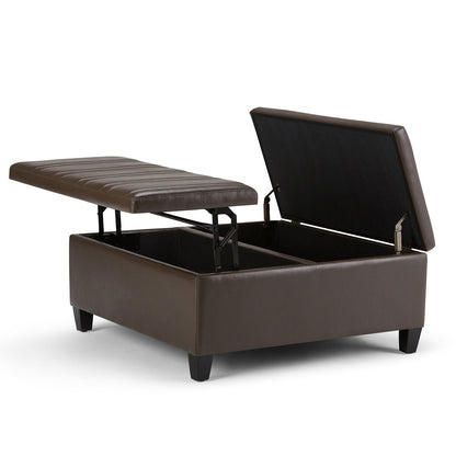 Chocolate Brown Vegan Leather | Ellis Coffee Table Storage Ottoman