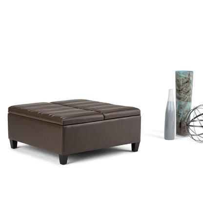 Chocolate Brown Vegan Leather | Ellis Coffee Table Storage Ottoman