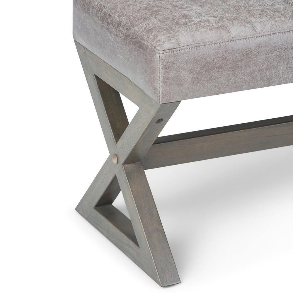 Distressed Grey Taupe Distressed Vegan Leather | Salinger Ottoman Bench