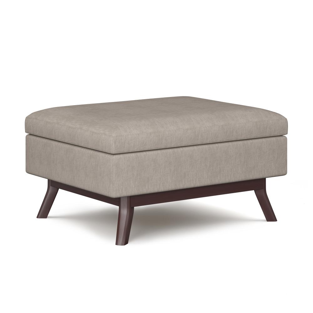 Natural Linen Style Fabric | Owen Coffee Table Ottoman with Storage