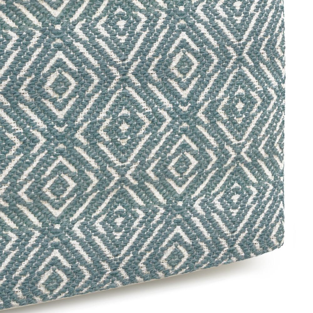 Patterned Teal and Natural | Graham Square Pouf