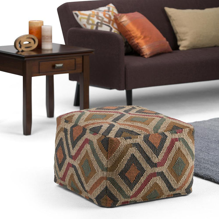 Kilim Patterned | Johanna Kilim Patterned Square Pouf