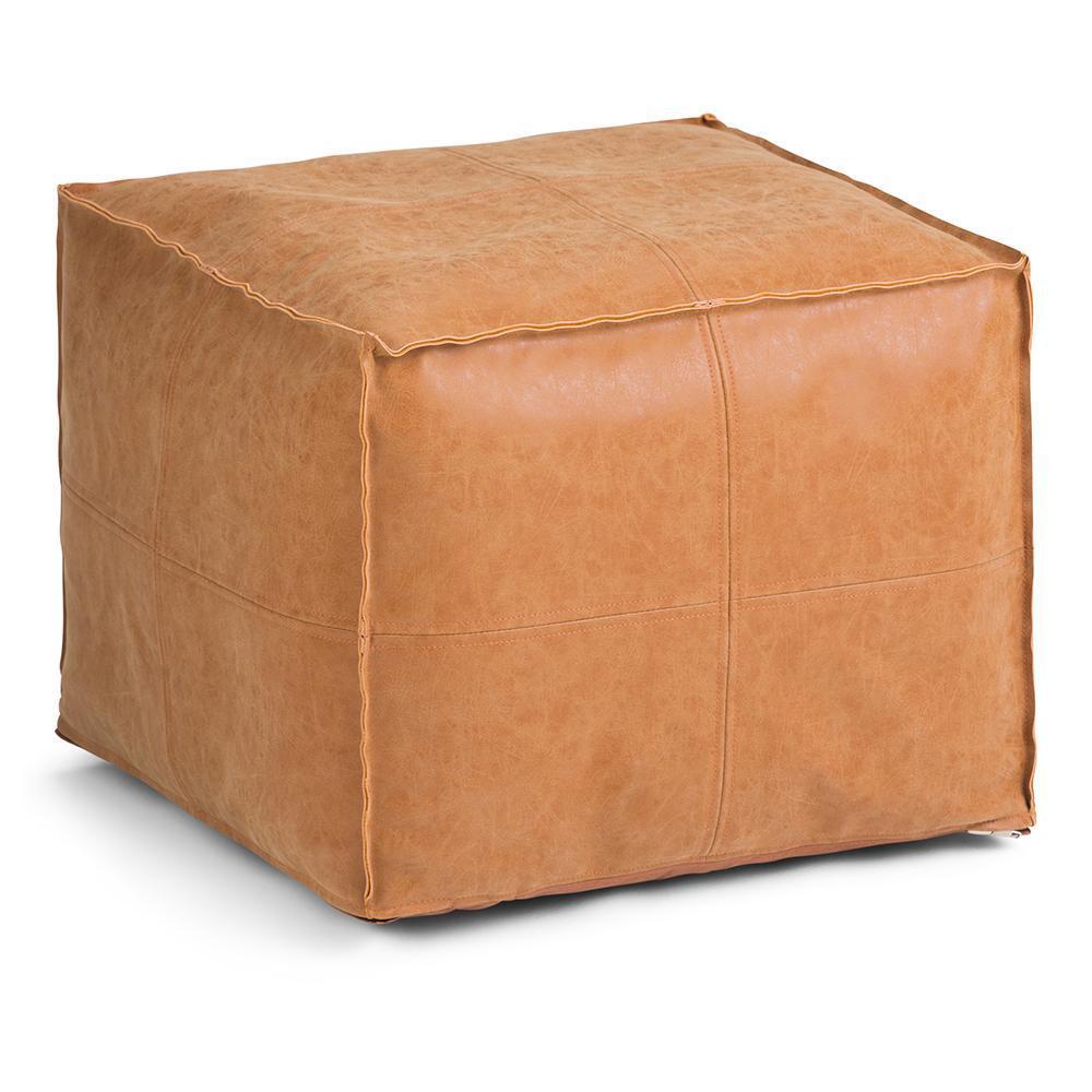 Leather cube store pouf