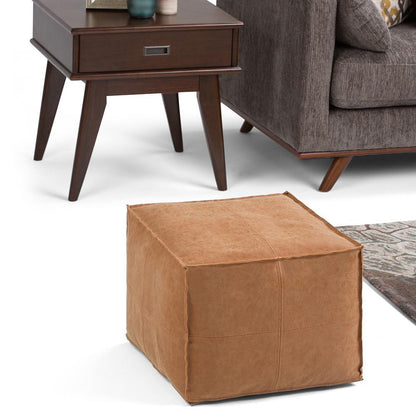 Distressed Brown | Brody Square Pouf