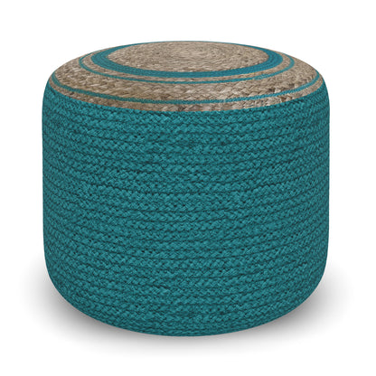 Deep Aqua | Serena Round Braided Pouf