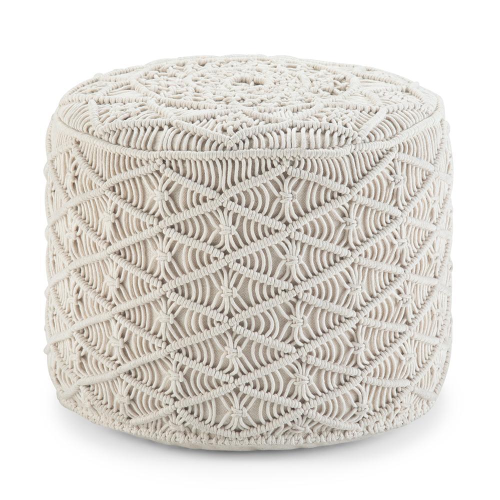 Natural | Coates Round Macrame Pouf