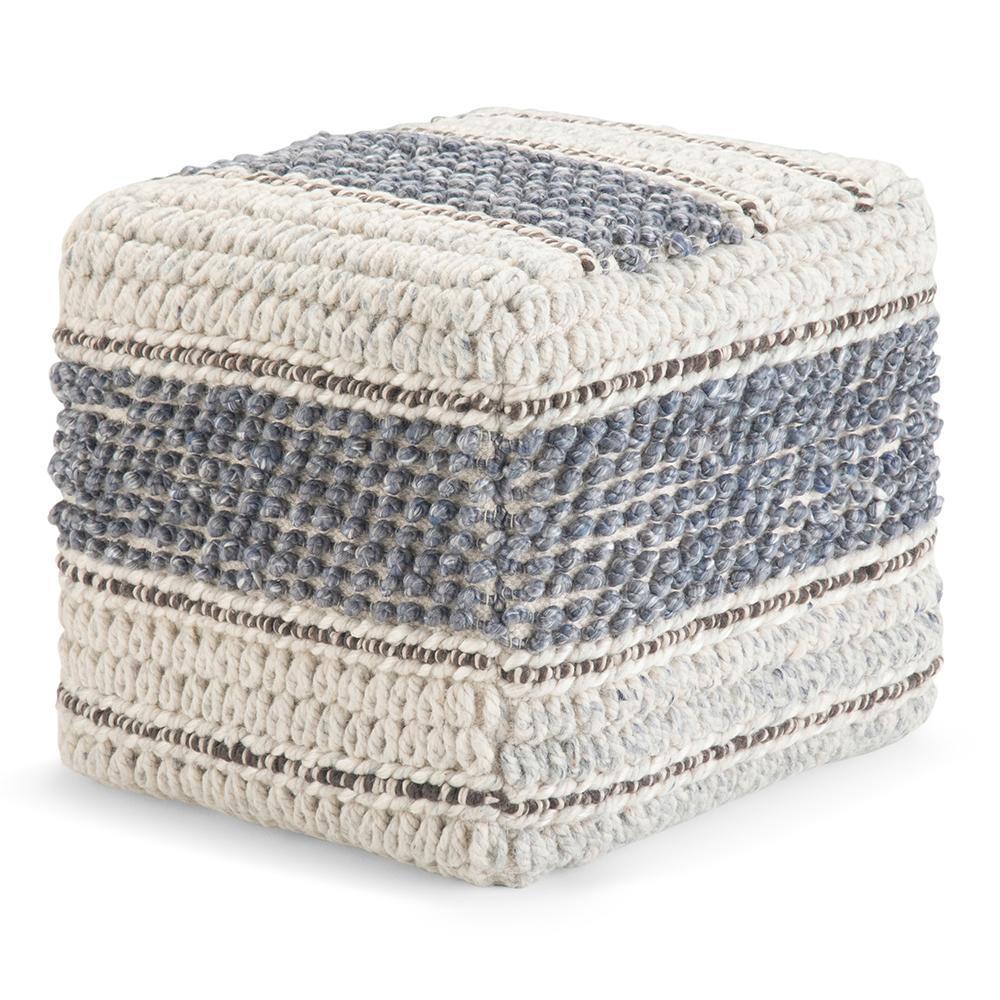 Blue and Natural | Grady Square Pouf