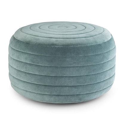 Turquoise Velvet Fabric | Vivienne Round Pouf