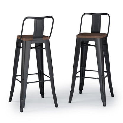 Black  30 inch | Rayne 30 inch Metal  Wood Bar Stool (Set of 2)