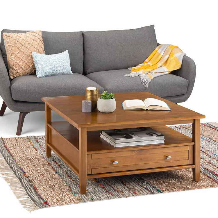 Light Golden Brown | Warm Shaker Square Coffee Table