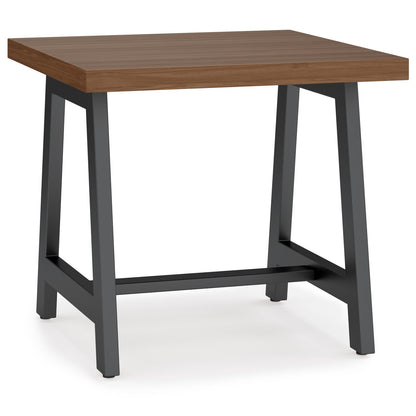 Sawhorse Solid Walnut Veneer and Metal End Table