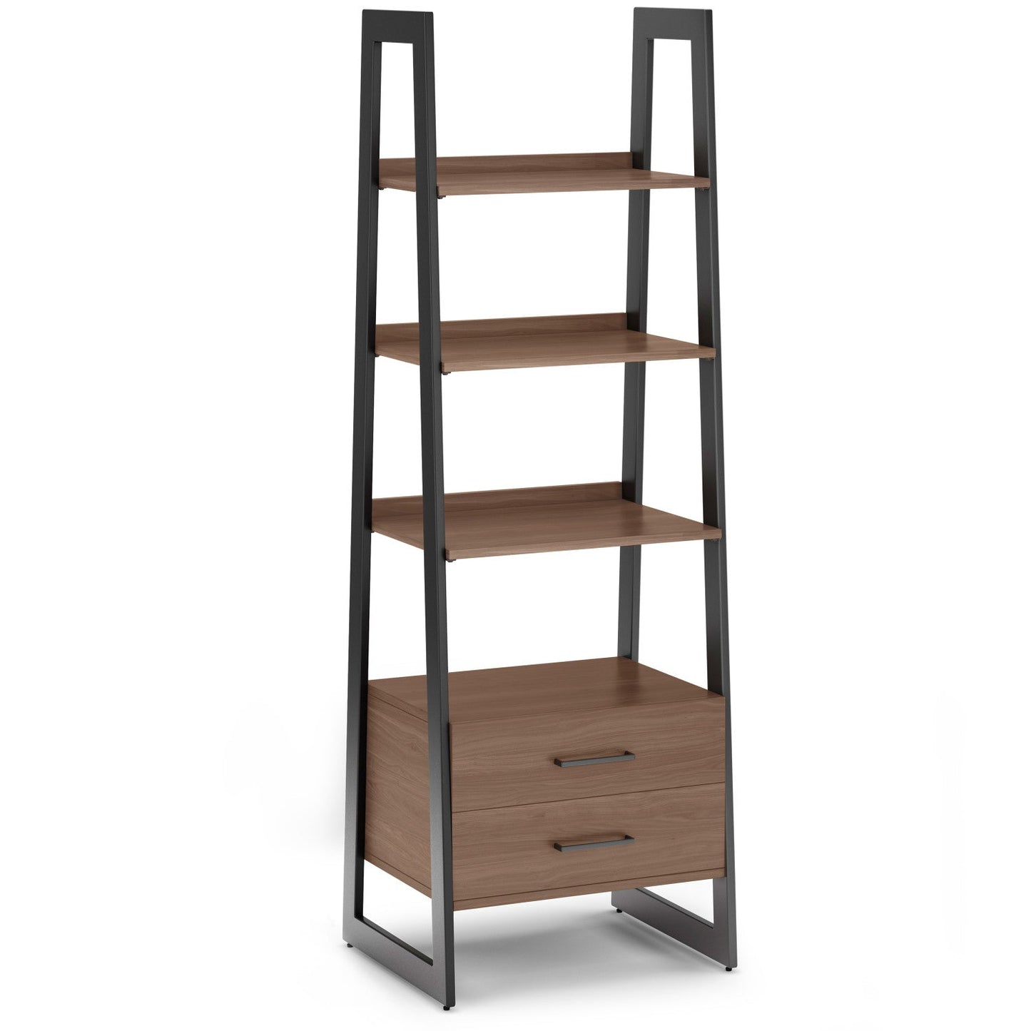 Sawhorse Metal/Wood Ladder Shelf with Storage