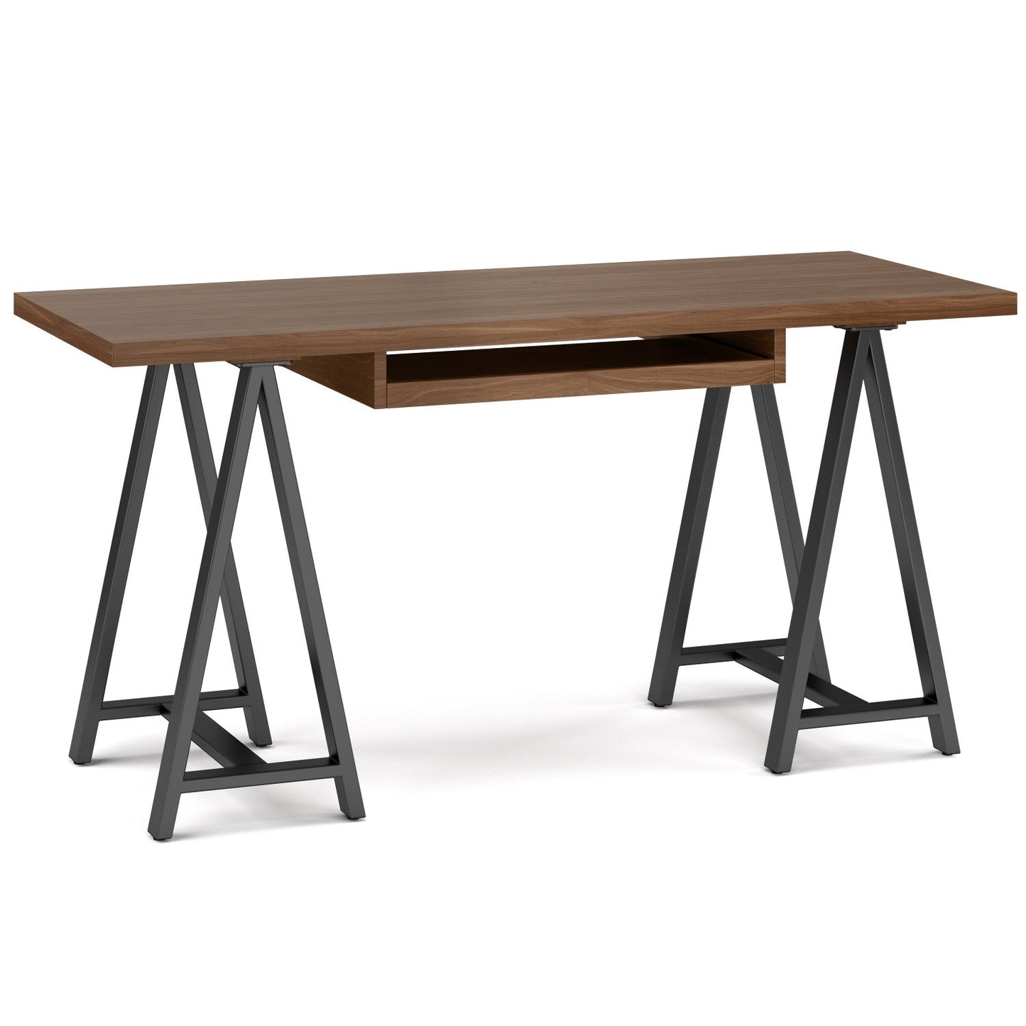 Sawhorse Solid Walnut Veneer and Metal Desk