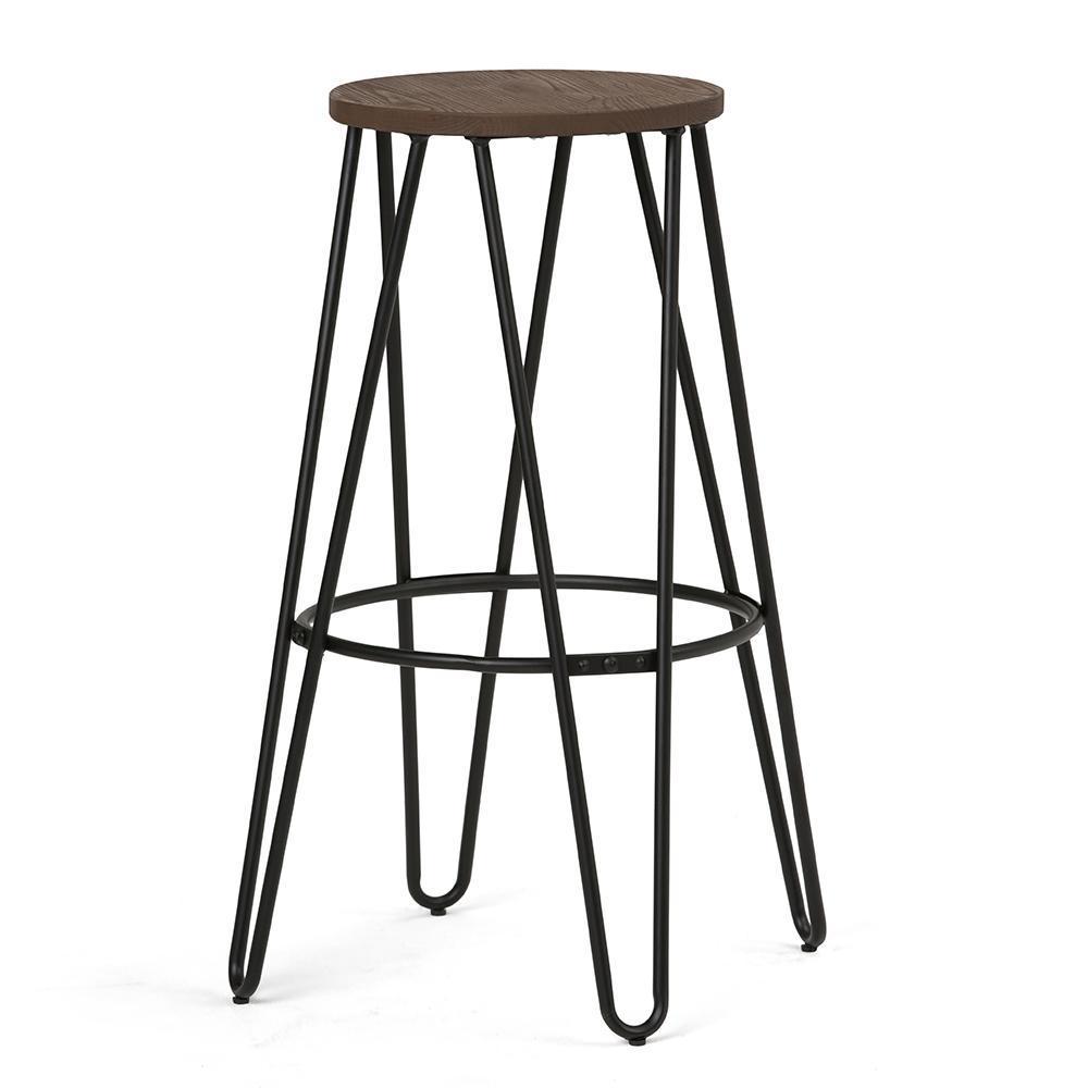 Cocoa Brown  | Simeon 30 inch Metal Bar Stool with Wood Seat